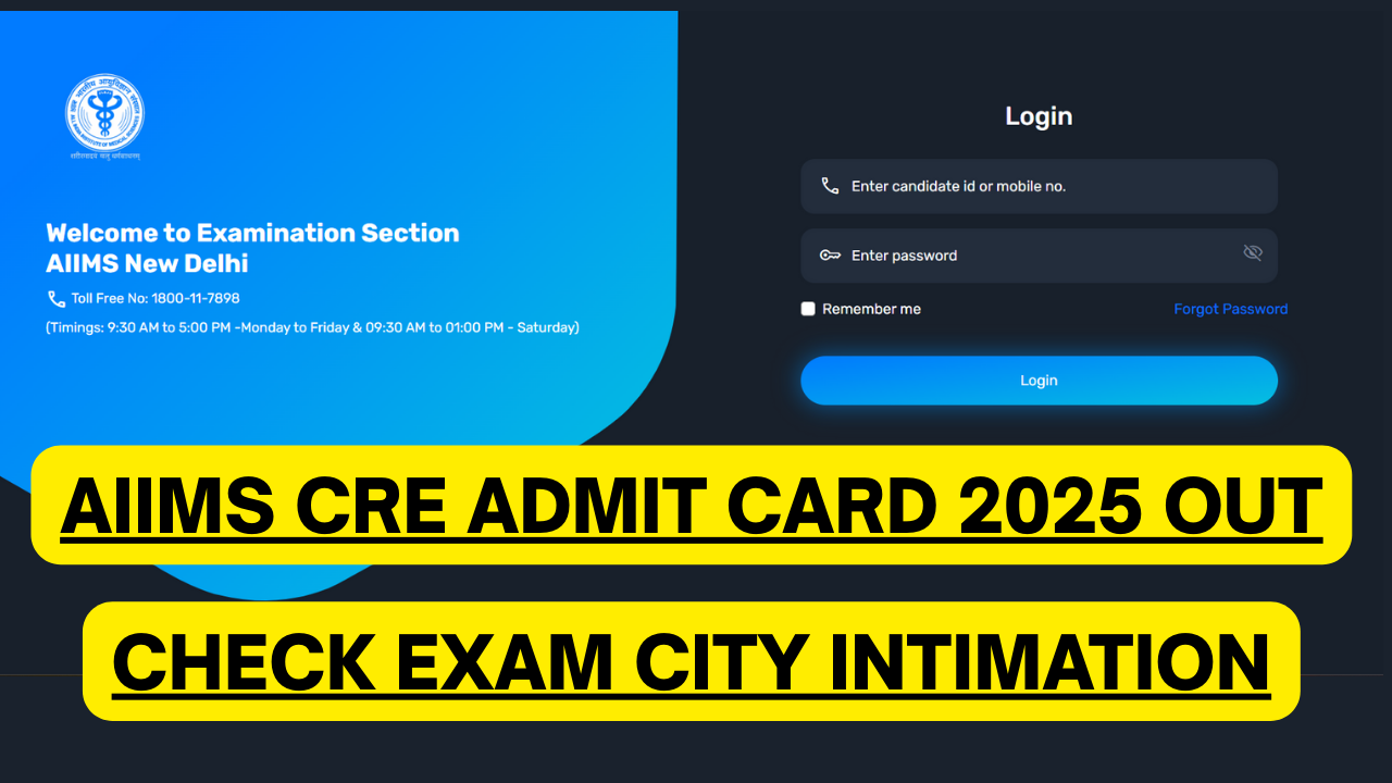 AIIMS CRE Admit Card 2025 OUT