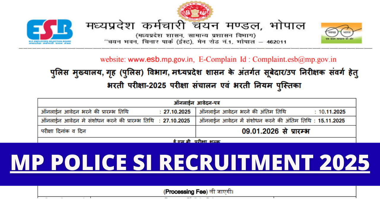 MP Police SI Recruitment 2025