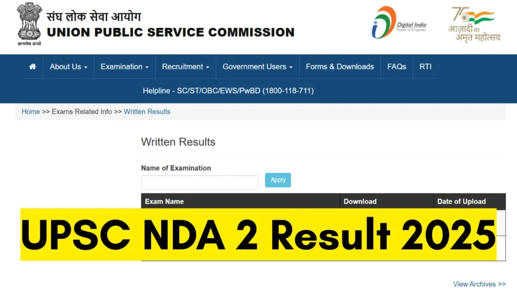 UPSC NDA 2 Result 2025 Out